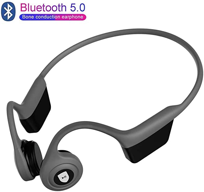 Open-Ear Bone Conduction Headphones Bluetooth 5.0 Wireless Headsets HiFi Music Stereo with Mic Sweatproof Noise Cancelling Earphone for Jogging Running Sports and Fitness
