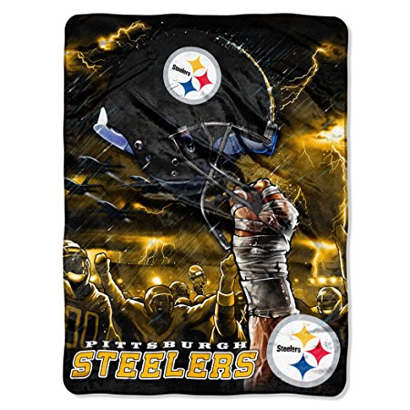 NFL Pittsburgh Steelers 60-Inch-by-80-Inch Plush Rachel Blanket, Sky Helmet Design