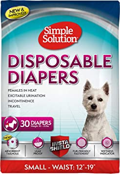 Simple Solution Disposable Dog Diapers for Female Dogs | Super Absorbent Leak-Proof Fit | Females In Heat, Excitable Urination, Incontinence, or Puppy Training
