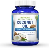 Coconut Oil Capsules - 1000 mg Organic Extra Virgin - 180 Softgels - Great Pills for Hair Skin Energy and Weight Management