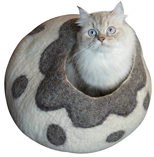 Best Cat Cave Bed, Unique Handmade Natural Felted Merino Wool, Large Covered and Cozy, Also Perfect for Kittens, Includes Bonus Catnip, Original Cat Caves, By Earthtone Solutions