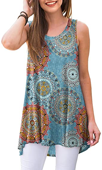 AWULIFFAN Women's Casual Round Neck Loose Tunic T Shirt Blouse Tops