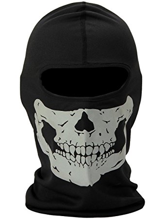 Nuoxinus Black Ghosts Balaclava Skull Full Face Mask for Cosplay Party Halloween Motorcycle Bike Cycling Outdoor Skateboard Hiking Skiing Snowmobile Snowboard
