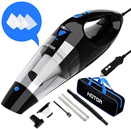 HOTOR Car Vacuum Cleaner, Corded Portable Vacuum Cleaner for Car High Power for Quick Car Cleaning, DC 12V Vacuum for Car Use Only, Black & Blue