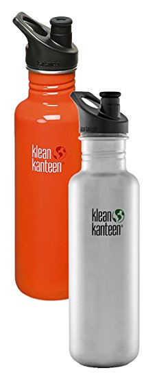 Klean Kanteen Classic Stainless Steel Bottle With Sport Cap (2 Pack)