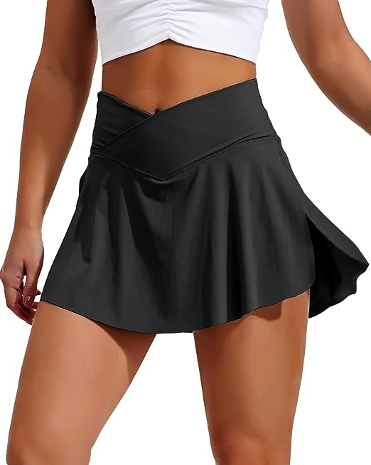 YOFIT Skorts Skirts for Women with Pockets Crossover High Waisted Athletic Golf Skorts Tennis Skirts
