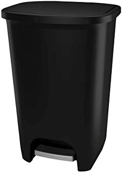GLAD GLD-74056 75 Liter Extra Capacity Plastic Step Can with CloroxTM Odor Protection | Fits Kitchen Pro 20 Gallon Trash Bags, Matte Black