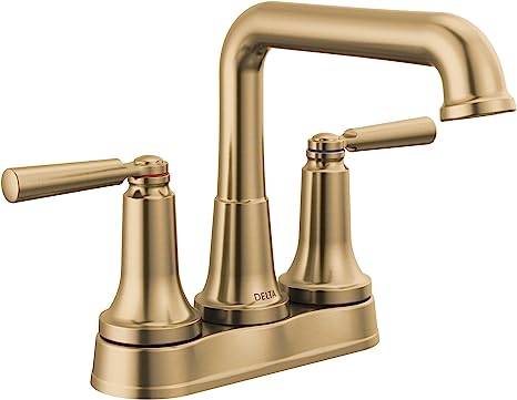 Delta Faucet Saylor Gold Bathroom Faucet, Bathroom Sink Faucet, Centerset Bathroom Faucet for Bathroom Sink, Diamond Seal Technology, Metal Drain Assembly, Champagne Bronze 2536-CZMPU-DST