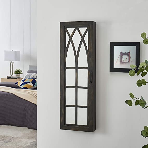 FirsTime & Co. Rustic Arch Jewelry Armoire Accent Wall Mirror, 43" x 14" x 3.5"