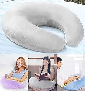 Reading Gaming Pillow Arm Rest for Bed Adult Kid: Lap Desk Pillow for Sitting in Bed/Sofa/Floor-Compact Arm Support Pillow for Reading/Gaming/Working/Crocheting Improve Sitting Posture&Reduce Fatigue