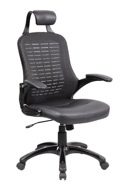 Anji Modern Furniture 8116-BK High Back Mesh and PU Executive & Managerial Computer Desk Swivel Office Chair with Headrest