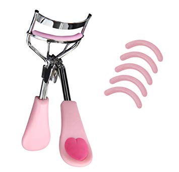 Eyelash Curler, 5 Advanced Silicone Refill Pad Fits All Eye Shape, Eyelash Curler Create Gorgeous Eye Lashes! (Pink)