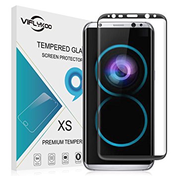 VIFLYKOO Samsung Galaxy S8 Plus Screen Protector,Full Coverage Tempered Glass Screen Protector for Samsung Galaxy S8 Plus 9H Hardness Crystal Clear Scratch Resist Bubble-free [Not Case Friendly]Black