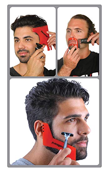 Revo Hair Goatee & Beard Trimmer Template - Mens Grooming Kit – Universal Size Haircut Shaving Set - Shaping Edge Up Barber Tool - Self Cut Stencil/Guide for Mustache & Hairline Lineup - Bundle Comb