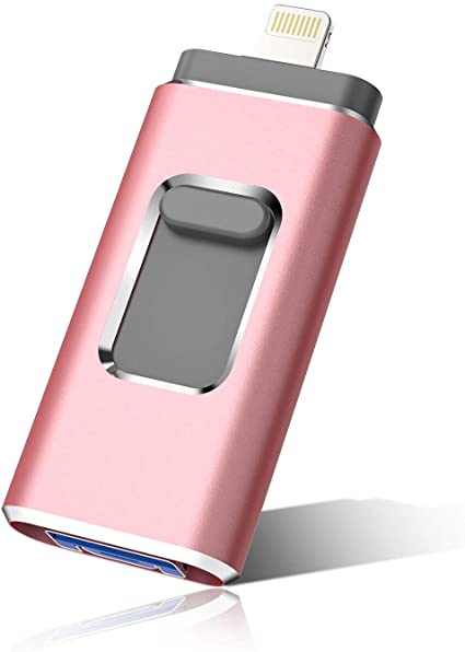 iOS Flash Drive for iPhone Photo Stick 128GB SZHUAYI Memory Stick USB 3.0 Flash Drive Lightning Thumb Drive for iPhone iPad Android and Computers (pink128gb)