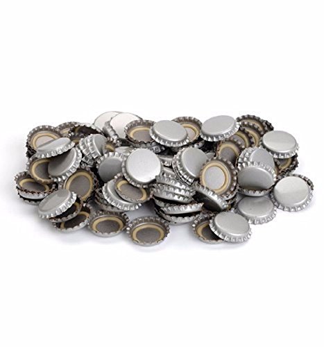 1 X Silver Colored Polished Beer Bottle Caps (Approximately 144 caps)