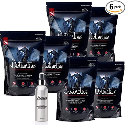 Distinctive Washing Powder Masculine Fragrance - Best Biological, Eco Wash, Low Temperature Formula - No Fabric Softener to Buy - Pack of 6 (1.2kg)   Matching 200ml Fabric Fragrance Spray