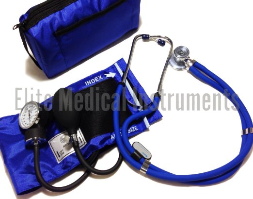 EMI ROYAL BLUE Sprague Rappaport Stethoscope and Aneroid Sphygmomanometer Blood Pressure Set Kit - #330