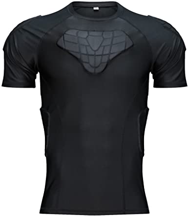 TUOYR Padded Compression Shirt Chest Protector Undershirt for Football Soccer Paintball Shirt