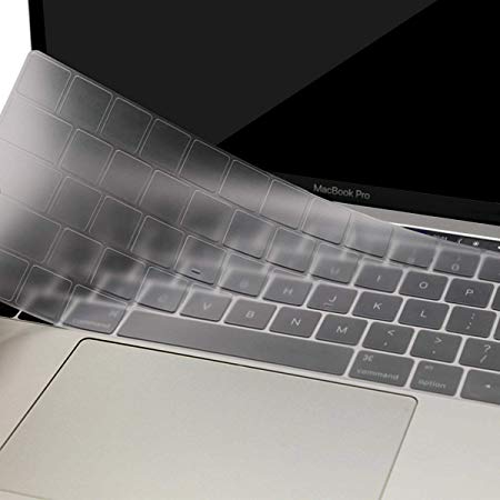 Mosiso Keyboard Cover for Touch Bar Models Newest Version MacBook Pro 13 (A1989/A1706) & MacBook Pro 15 (A1990/A1707) 2018 2016 2017 Release with Touch ID, Clear