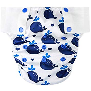HappyEndings Big Kid Pull On Reusable Cloth Diapers/Training Pants Special Needs (Large, (Fits 45-65lbs), Whales)