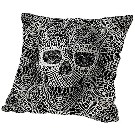 American Flat Skull Laces Pillow by Ali Gulec, 16" x 16"