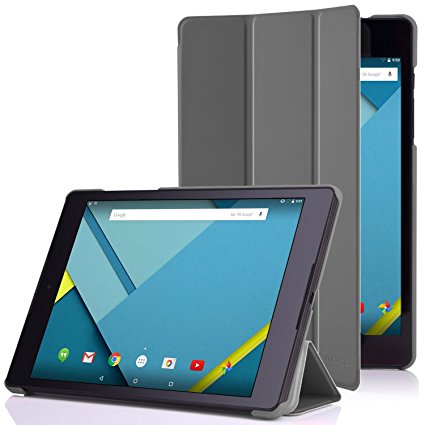 MoKo Google Nexus 9 Case - Slim Lightweight Smart-shell Stand Cover Case with Rubberized back for Google Nexus 9 8.9 inch Volantis Flounder Android 5.0 Lollipop tablet by HTC, GRAY