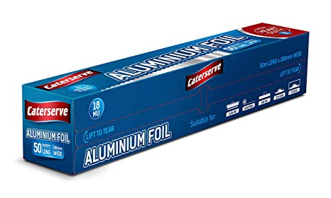 Caterserve Super Premium Heavy Duty 18 Micron High Quality Food Service Catering Aluminium Foil Roll 30cm x 50 metres