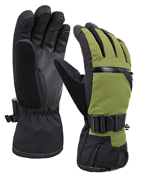 Men's 3M Thinsulate Weatherproof Touchscreen Snow Ski Gloves with Zipper Pocket