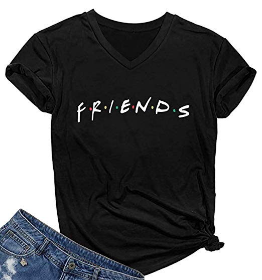 SELECTEES Women Friends V-neck T Shirts Graphic Teen Girls Cute Tops