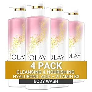 Olay Body Wash Women Cleansing & Nourishing with Hyaluronsäure & Vitamin B3, 20 fl oz (4er Pack)