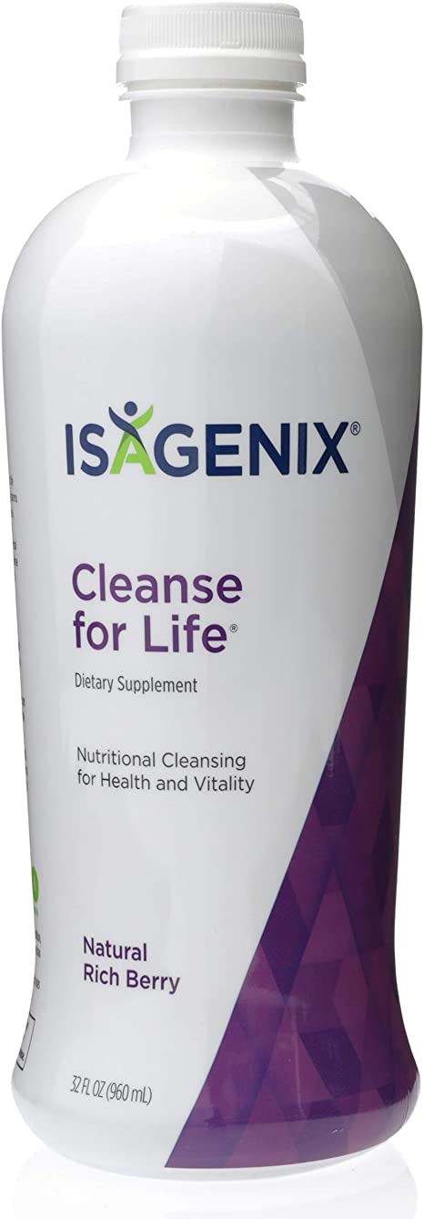 Isagenix Cleanse for Life - Detox Cleanse Drink with Vitamin B12, Niacin and Vitamin B6 for Overall Wellness - 32-Ounce Bottle (Natural Rich Berry Flavor), Packaging May Vary