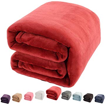 Shilucheng Luxury Fleece Blanket Super Soft and Warm Fuzzy Plush Lightweight Twin Couch Bed Blankets (Burgundy,Twin)