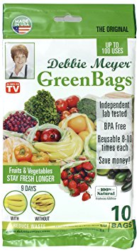 Debbie Meyer GreenBags Freshness-Preserving Food/Flower Storage Bags (Various Sizes, 10-Pack)