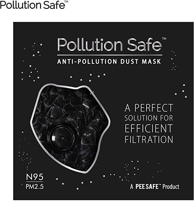 Pollution Safe Reusable PM 2.5, N95, 4 Layered Filtration Anti Pollution and Anti Dust Mask for Men and Women (Black) Pack of 1