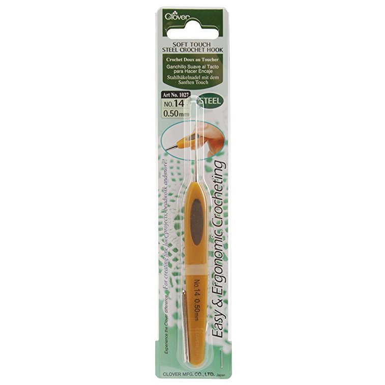 Clover Soft Touch Steel Crochet Hooks, No. 14/0.50mm