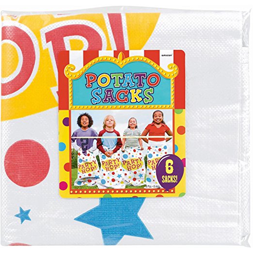 Amscan Carnival Fair Fun Potato Sack Race Bags Game Party Activity (6 Piece), Multicolor, 41"