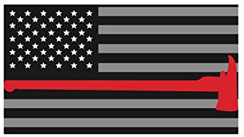 Thin Red Line Axe Flags Subdued 3M Vinyl Reflective Decal, Black, Gray & Red American Flag Sticker Honoring the Courage of Our Firefighters, EMT & Paramedics