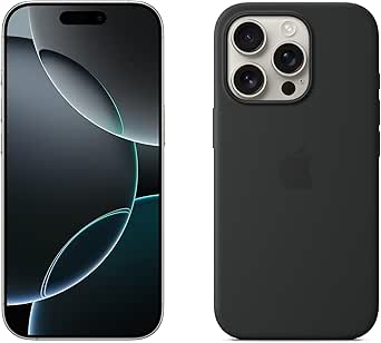 Apple iPhone 16 Pro 1 TB - Titan Natur   Silikon Case mit MagSafe – Schwarz