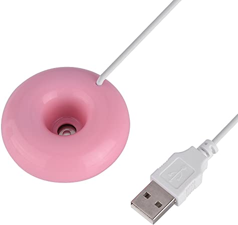 Zerone USB Donuts Humidifier Mini Cute Mist Humidifier Floating Water Air Fresher Aroma Diffuser for Home SPA Car Travel Use(Pink)