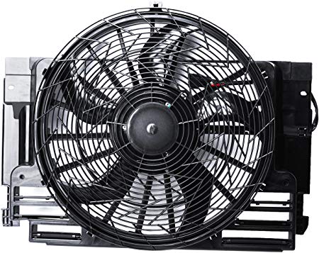 TOPAZ 64546921381 Auxiliary Condenser Brushless Cooling Fan Assembly for 2000-2006 BMW X5