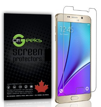 CitiGeeks® Samsung Galaxy Note 5 High Definition (HD) Screen Protectors - [Ultra Clear] Maximum Clarity Invisible Screen Protector with Accurate Touch Screen Sensitivity [3-Pack] Lifetime Warranty