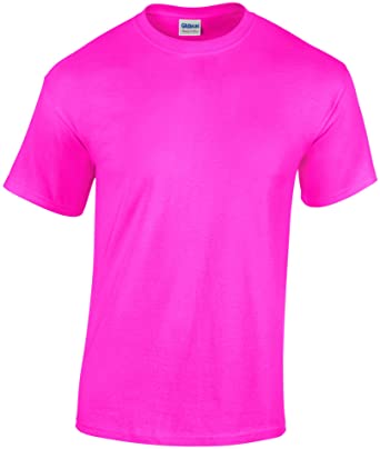 Gildan 5.3oz Heavy Cotton Short Sleeve T-Shirt - 5000 M, Safety Pink, Medium