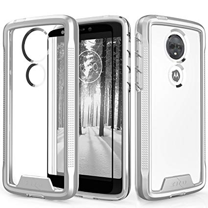 Zizo ION Series Compatible with Motorola Moto e5 Supra Case Military Grade Drop Tested with Tempered Glass Screen Protector e5 Plus Silver Clear