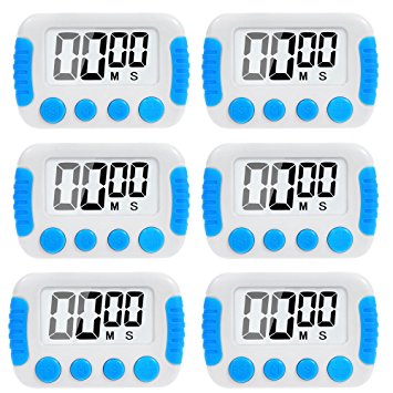 6 Pack Big Screen Digital Kitchen Timer Magnetic Back Minute Second Count Up Countdown
