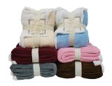 Multiple Colors- Reversible - Sherpa Microplush Throw Blanket- 50x 60-Beige - Exclusively by Blowout Bedding RN 142035
