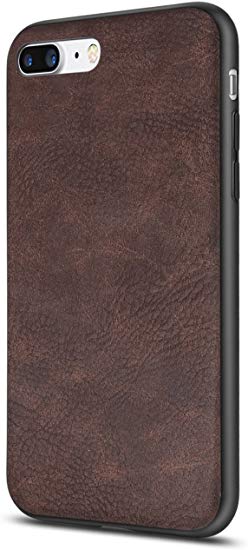 SALAWAT iPhone 7 Plus Case iPhone 8 Plus Case Shockproof Phone Case with Soft PU Leather Bumper Hard PC Hybrid Protection for Apple iPhone 7/8 Plus 5.5inch (Brown)