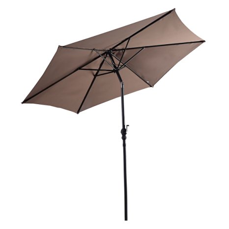 Giantex 9ft Patio Umbrella Patio Market Steel Tilt w/ Crank Outdoor Yard Garden (Tan)