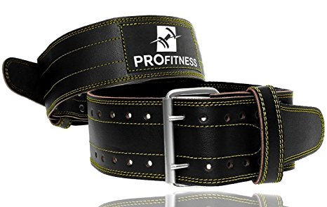 ProFitness Genuine Leather Workout Belt (4 Inches Wide) – Proper Weightlifting Form – Lower Back and Lumbar Support for CrossFit Exercises, Powerlifting Workouts, Deadlifts