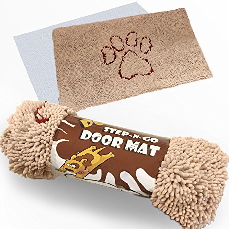 XL "Extra Thick" Micro Fiber Pet and Dog Door Mat - Super Absorbent. Includes "Water Proof Liner" - Size 36" X 26" Exclusive by iPrimio - Khaki Color